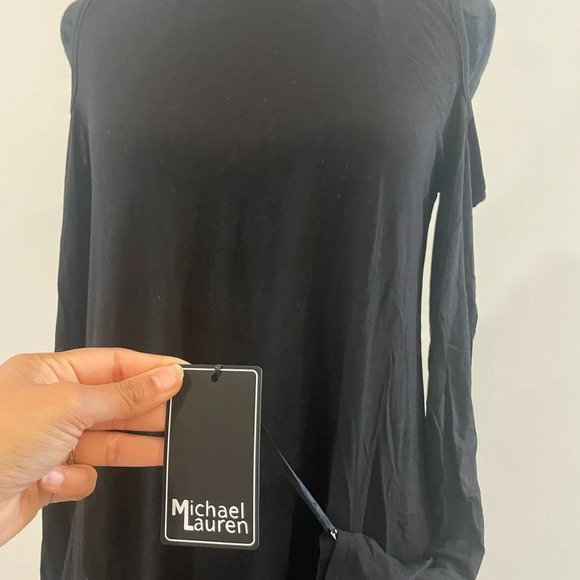 NWT Michael Lauren Radford Open Shoulder Dress in Black Sz Small - Picture 7 of 11